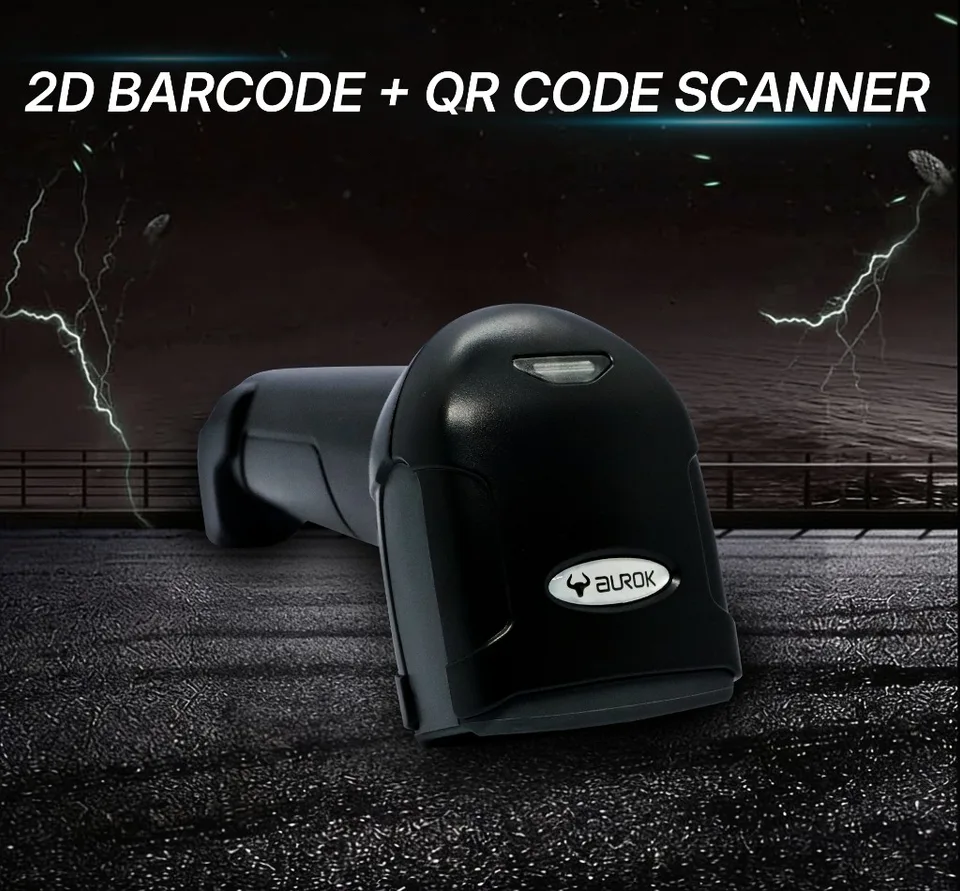 AUROK BR1200 2D barcode and QR code scanner promotional view