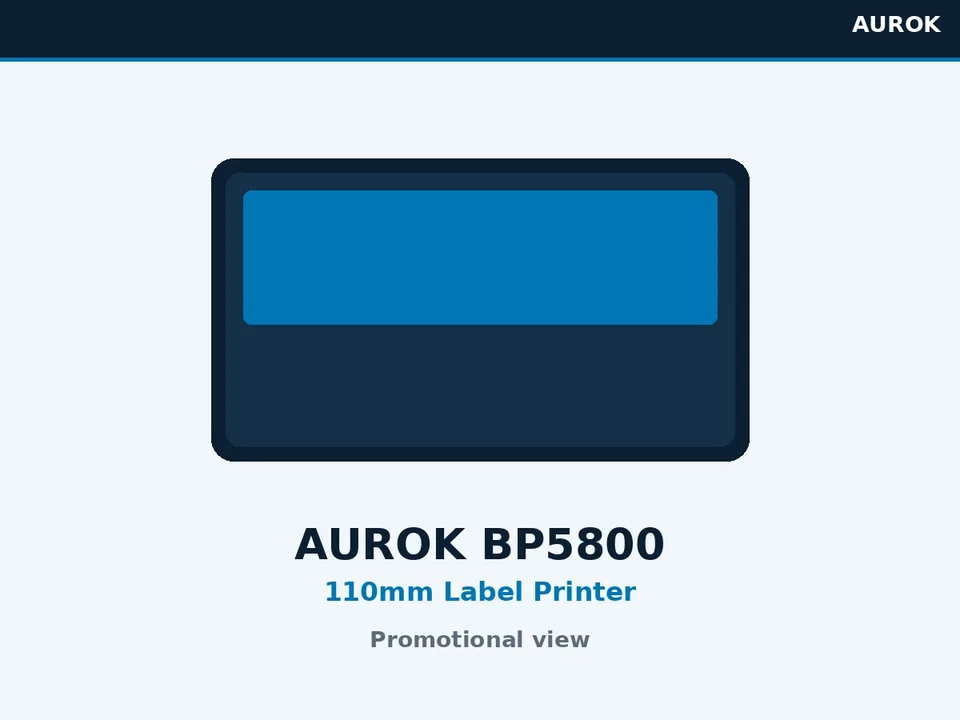 AUROK BP5800 110mm desktop thermal label printer with paper stand promotional view