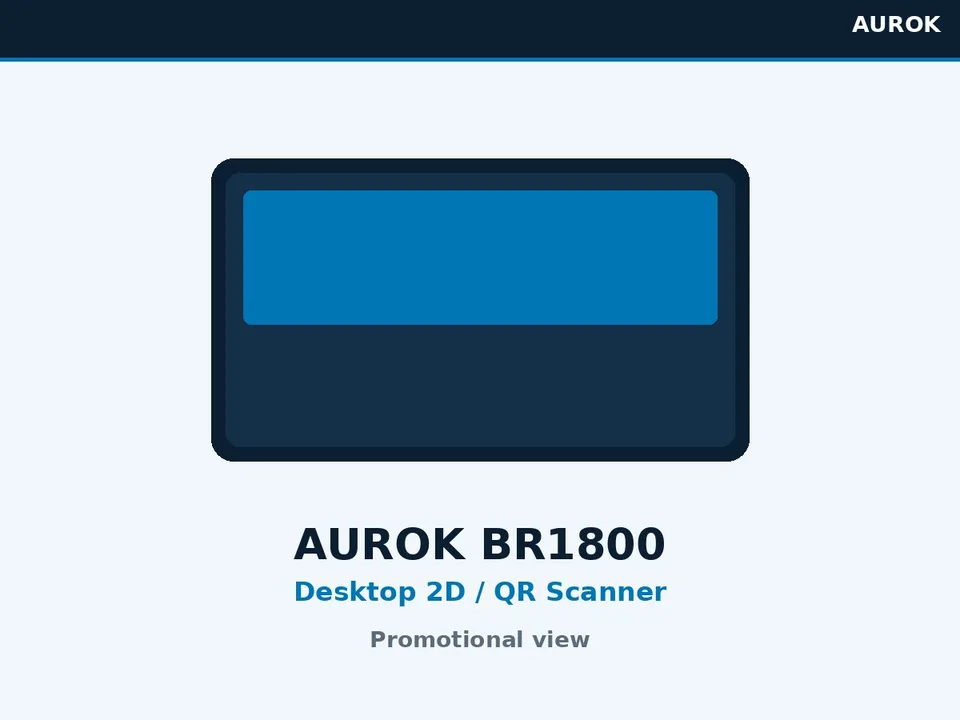 AUROK BR1800 desktop 2D and QR scanner promotional view