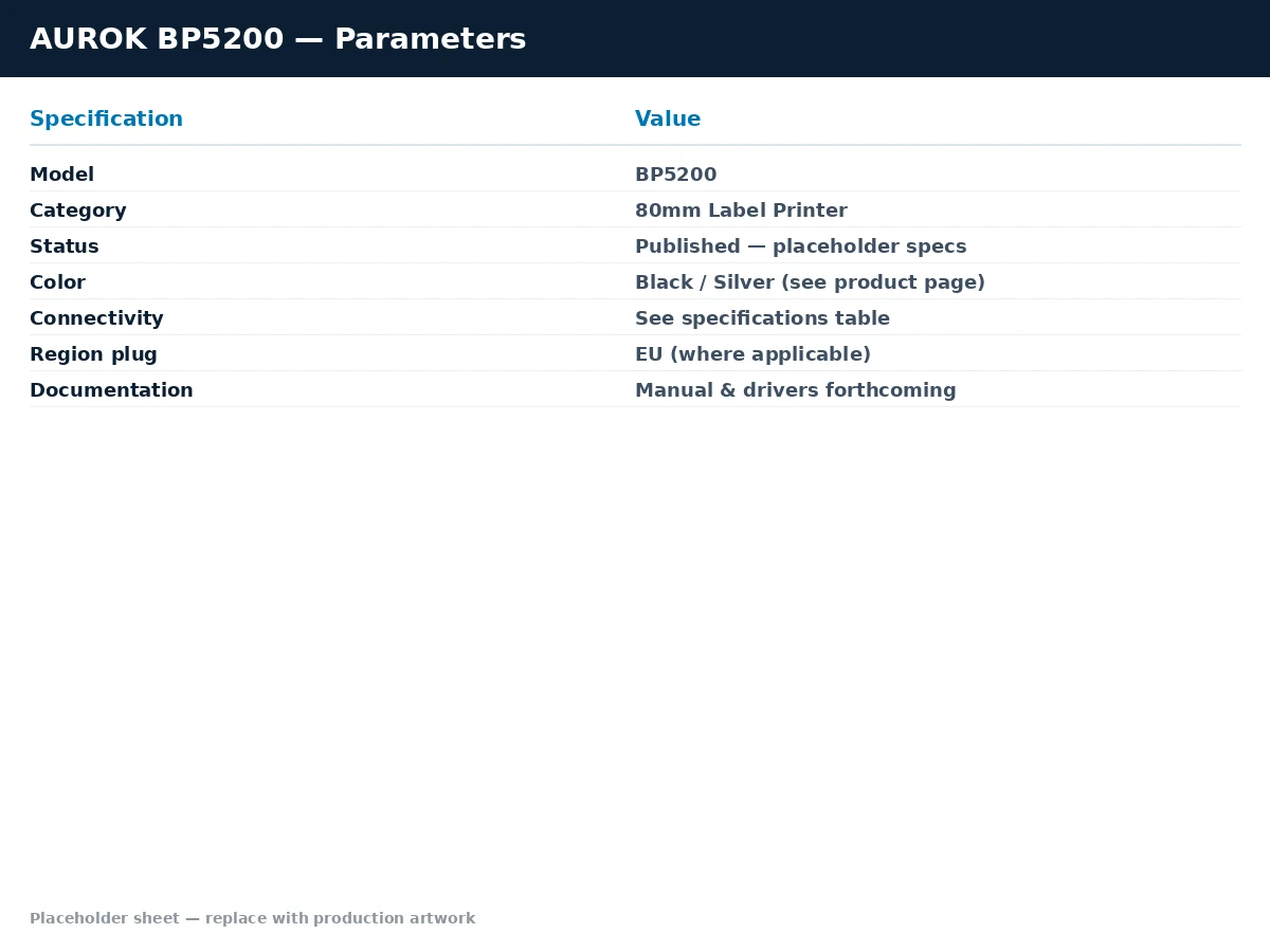 AUROK BP5200 detailed parameters sheet with technical specifications