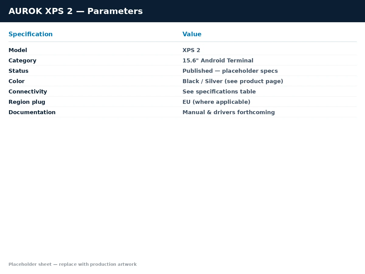 AUROK XPS 2 detailed parameters sheet with technical specifications