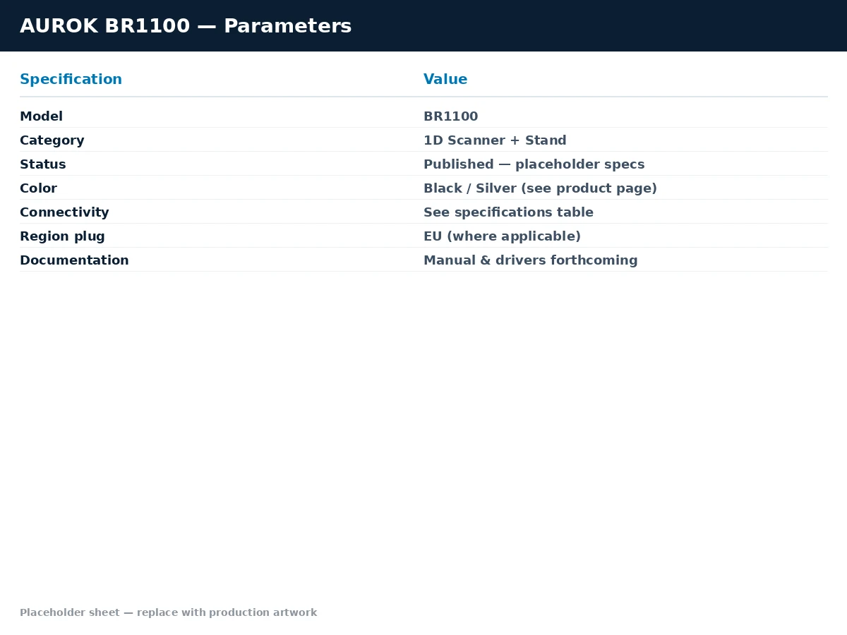 AUROK BR1100 detailed parameters sheet with technical specifications