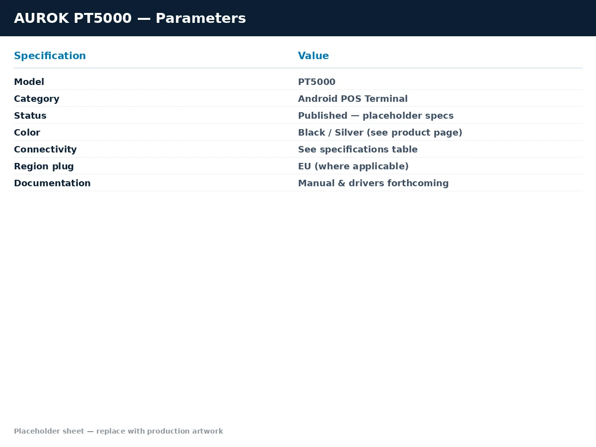 AUROK PT5000 detailed parameters sheet with technical specifications